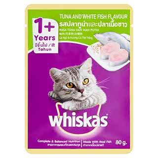 WHISKAS POUCH REAL TUNA AND WHITE FISH 80G
