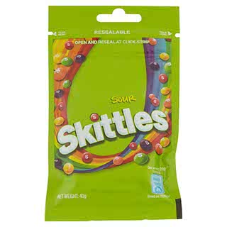 SKITTLES RESEALABLE SOURS 40G