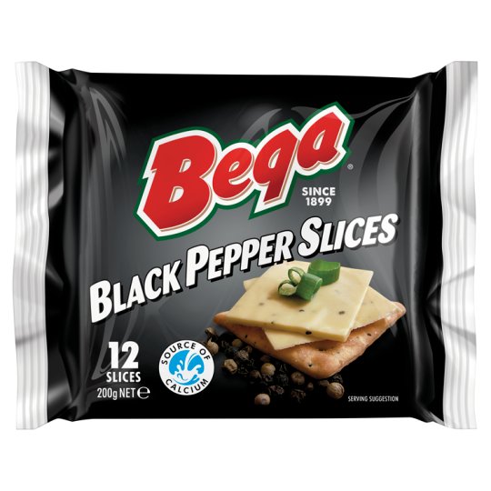 BEGA BLACK PEPPER SLICE CHEESE 200G