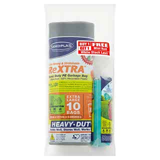 SEKOPLAS Heavy-Duty ReXTRA HDPE Garbage Bags XL (10pcs)