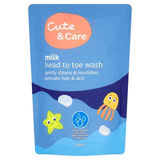 CUTE AND CARE MILK HEAD TO TOE TODDLER WASH REFILL 600ML