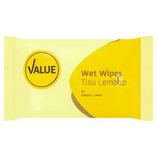 VALUE WET WIPES 30S