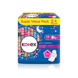 KOTEX SOFT AND SMOOTH OVERNIGHT WING 28CM 14SX2