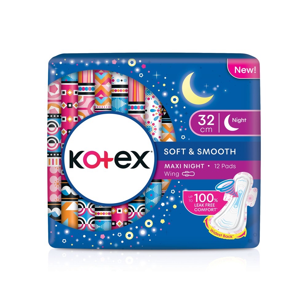 KOTEX SOFT AND SMOOTH MAXI OVERNIGHT WING 32CM 12S