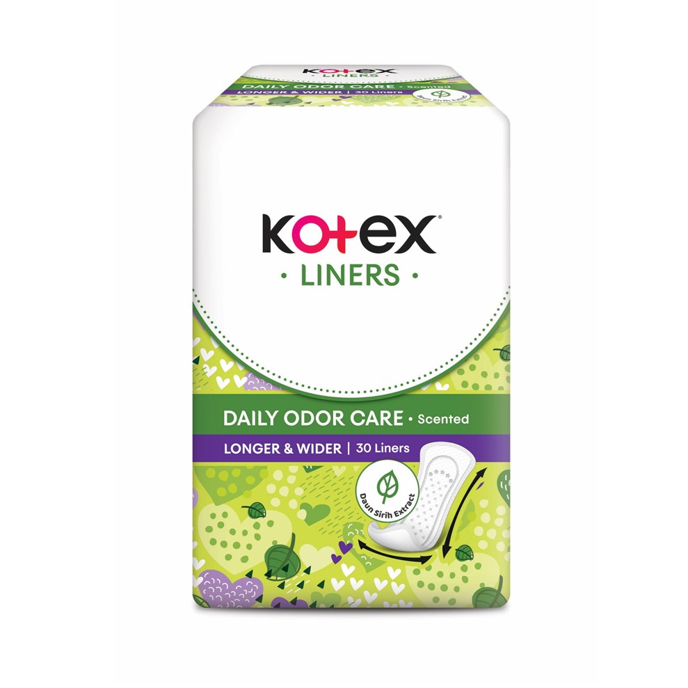 KOTEX FRESH LINERS LONGER AND WIDER DAUN SIRIH SCENTED 30S