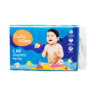 CUTE+CARE BABY TAPE DIAPERS L60