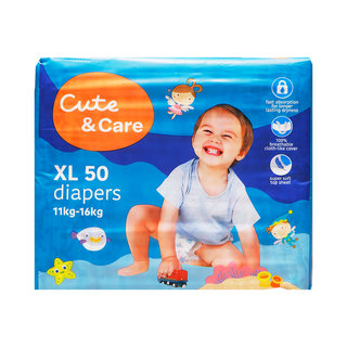 CUTE+CARE BABY TAPE DIAPERS XL50