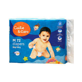 CUTE &amp; CARE BABY TAPE DIAPERS M 72